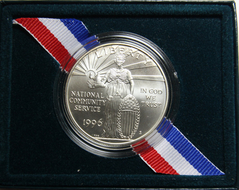 1996-S Community Service Uncirculated Commemorative Dollar 90% Silver OGP