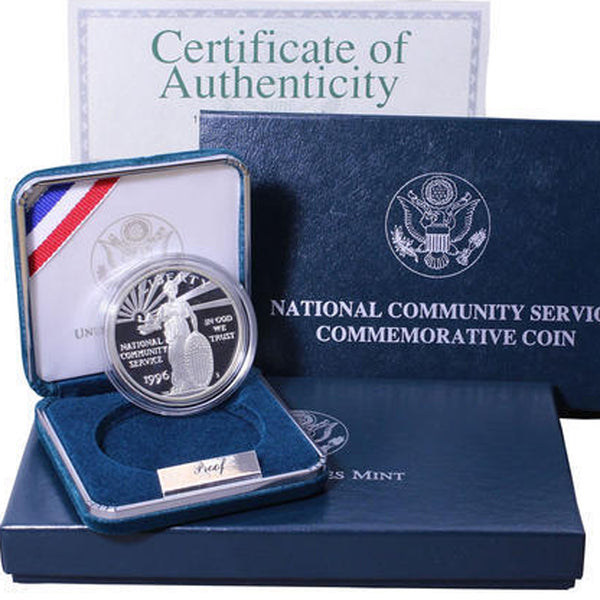 1996-S Community Service Proof Commemorative Dollar 90% Silver OGP