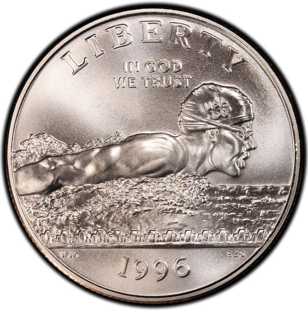 1996-S Olympic Swimming Uncirculated Commemorative Half Dollar Clad OGP