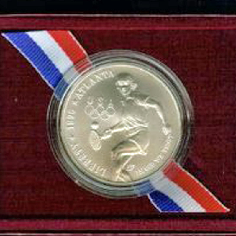 1996-D Olympic Tennis Uncirculated Commemorative Dollar 90% Silver OGP