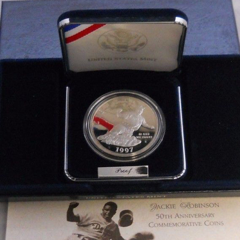 1997-S Jackie Robinson Proof Commemorative Dollar 90% Silver OGP
