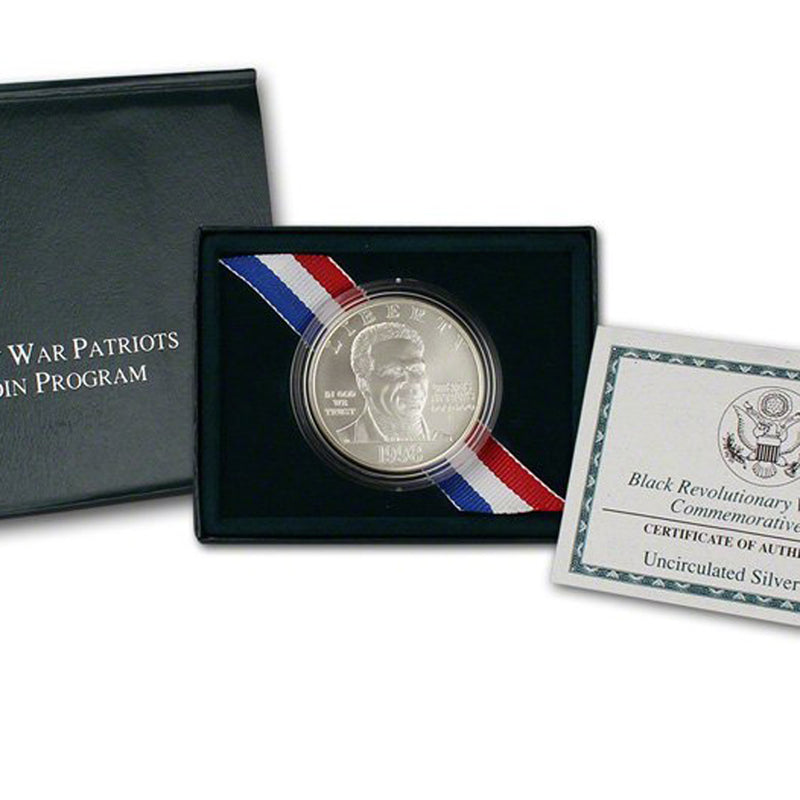 1998-S Black Patriots Uncirculated Commemorative Dollar 90% Silver OGP
