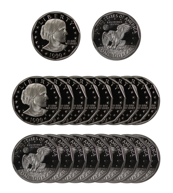 1999 P Susan B Anthony Dollar Gem Deep Cameo Proof Roll CN-Clad (20 Coins)