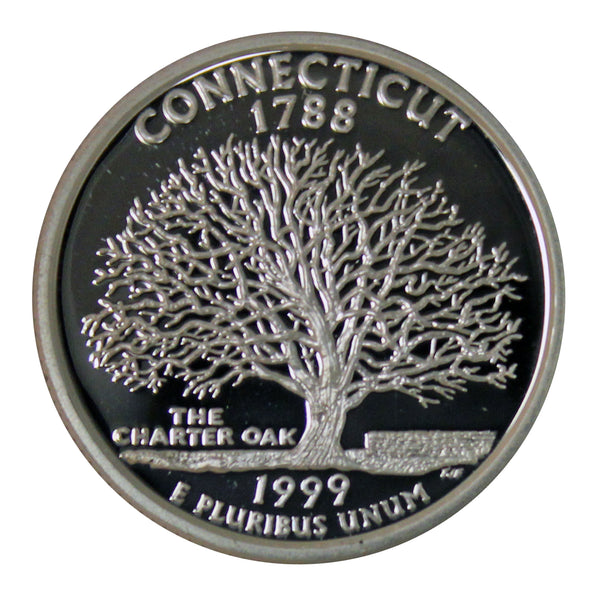 1999 S State Quarter Connecticut Gem Deep Cameo Proof 90% Silver