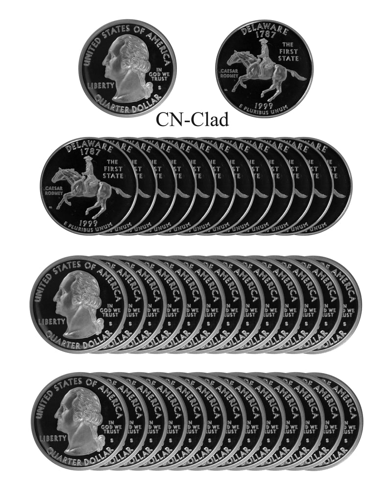 1999 S Delaware State Quarter Proof Roll CN-Clad (40 Coins)