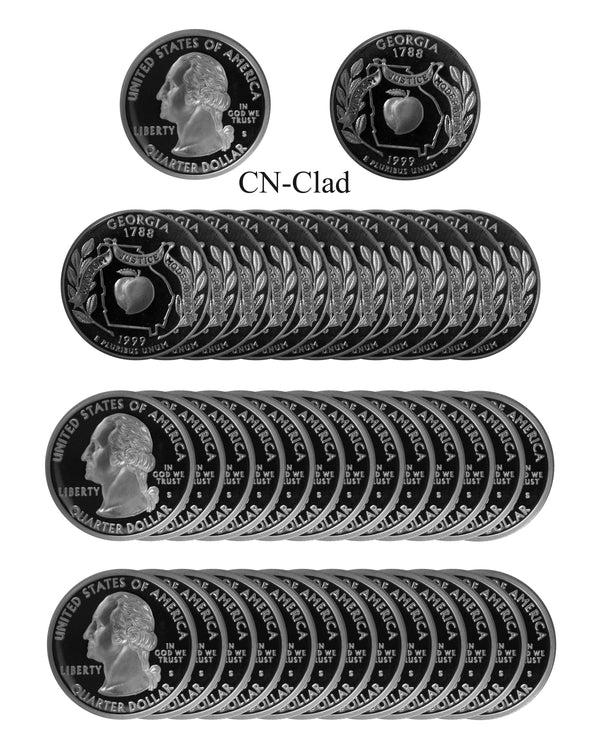 1999 S Georgia State Quarter Proof Roll CN-Clad (40 Coins)