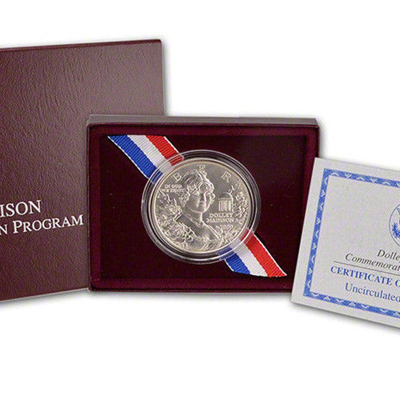 1999-P Dolley Madison Uncirculated Commemorative Dollar 90% Silver OGP