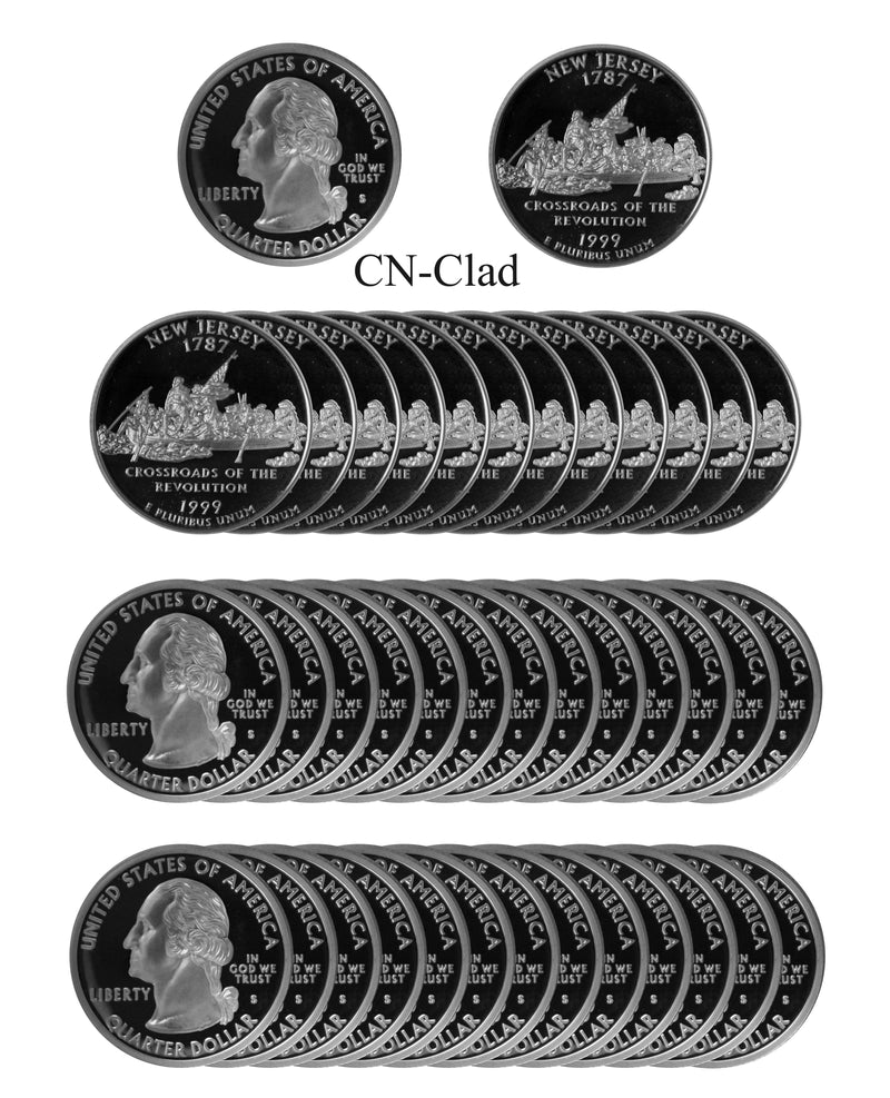 1999 S New Jersey State Quarter Proof Roll CN-Clad (40 Coins)