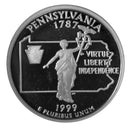 1999 S State Quarter Pennsylvania Gem Deep Cameo Proof CN-Clad