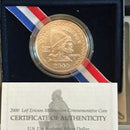 2000-P Leif Ericson Uncirculated Commemorative Dollar 90% Silver OGP