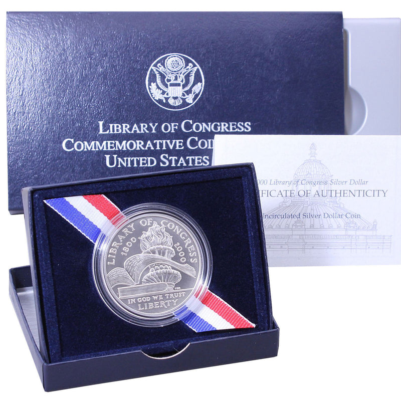 2000-P Library of Congress Uncirculated Commemorative Dollar 90% Silver OGP