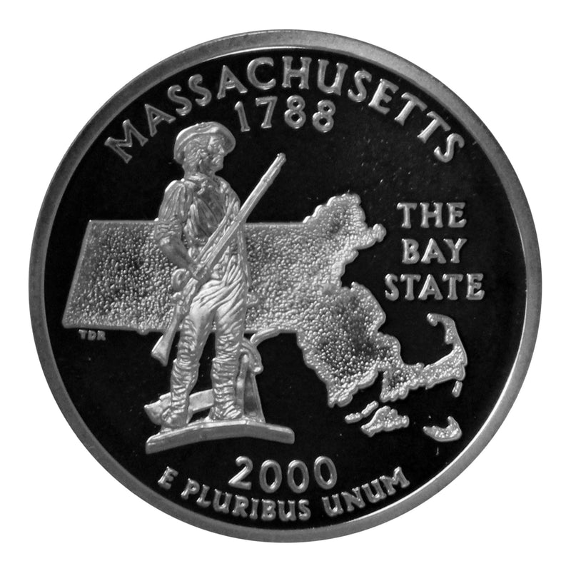 2000 S State Quarter Massachusetts Gem Deep Cameo Proof 90% Silver
