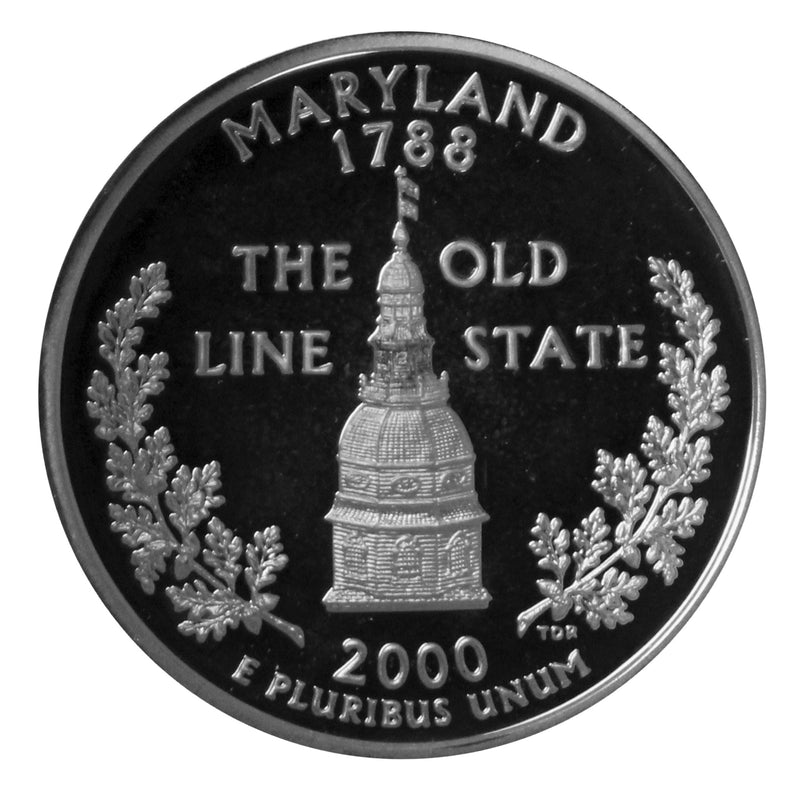 2000 S State Quarter Maryland Gem Deep Cameo Proof 90% Silver