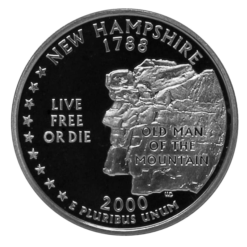 2000 S State Quarter New Hampshire Gem Deep Cameo Proof 90% Silver