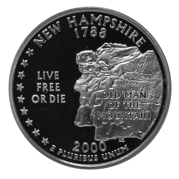 2000 S State Quarter New Hampshire Gem Deep Cameo Proof CN-Clad