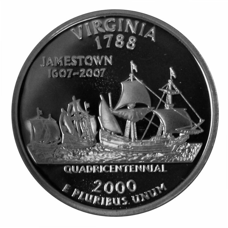 2000 S State Quarter Virginia Gem Deep Cameo Proof 90% Silver