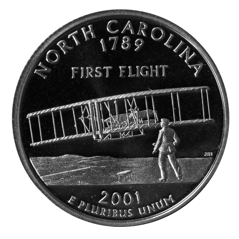 2001 S North Carolina State Quarter Proof Roll CN-Clad (40 Coins)