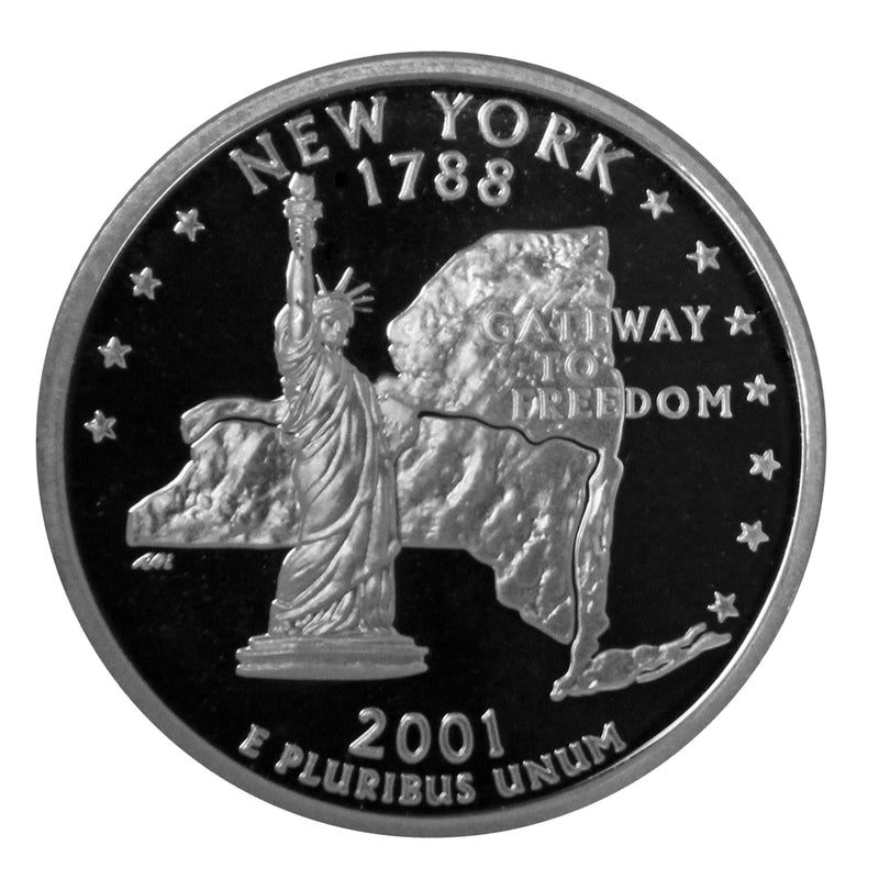 2001 S State Quarter New York Gem Deep Cameo Proof 90% Silver