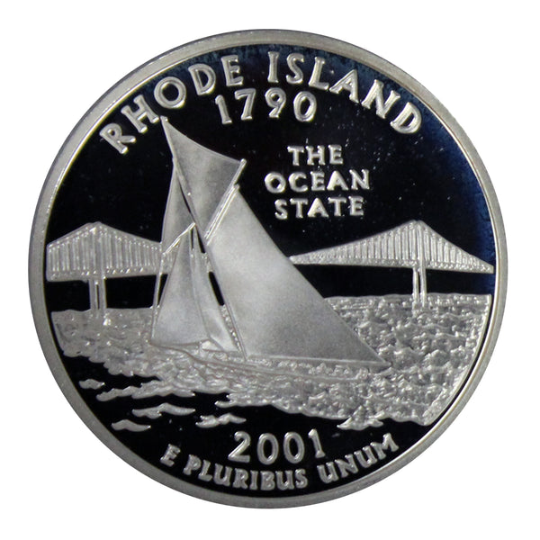 2001 S State Quarter Rhode Island Gem Deep Cameo Proof 90% Silver