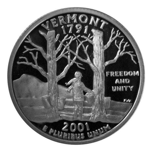 2001 S State Quarter Vermont Gem Deep Cameo Proof 90% Silver