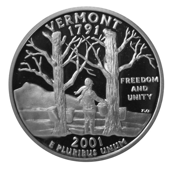 2001 S State Quarter Vermont Gem Deep Cameo Proof CN-Clad