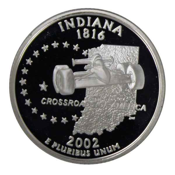2002 S State Quarter Indiana Gem Deep Cameo Proof 90% Silver