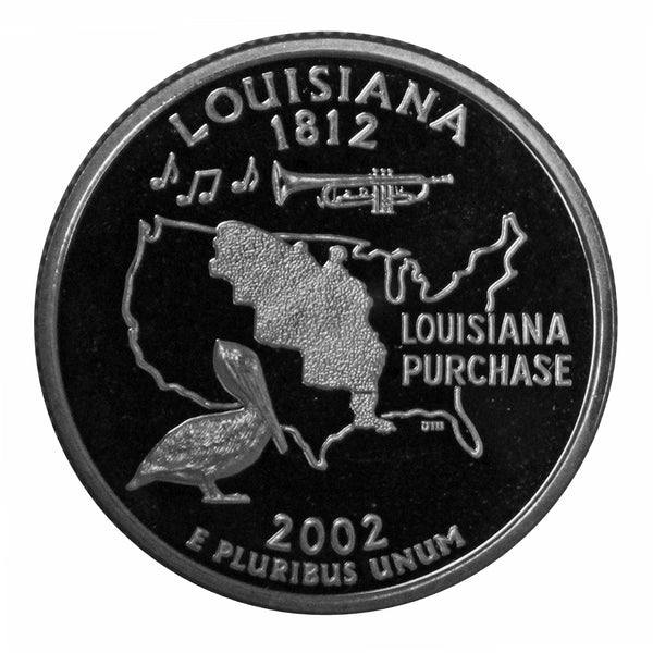 2002 S State Quarter Louisiana Gem Deep Cameo Proof 90% Silver