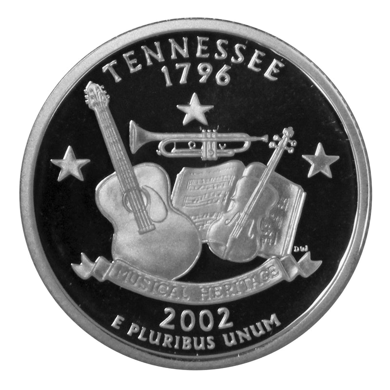 2002 S State Quarter Tennessee Gem Deep Cameo Proof CN-Clad