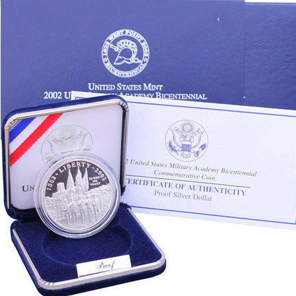 2002-W West Point Proof Commemorative Dollar 90% Silver OGP