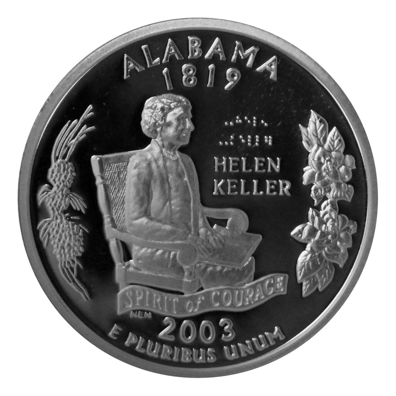 2003 S State Quarter Alabama Gem Deep Cameo Proof 90% Silver