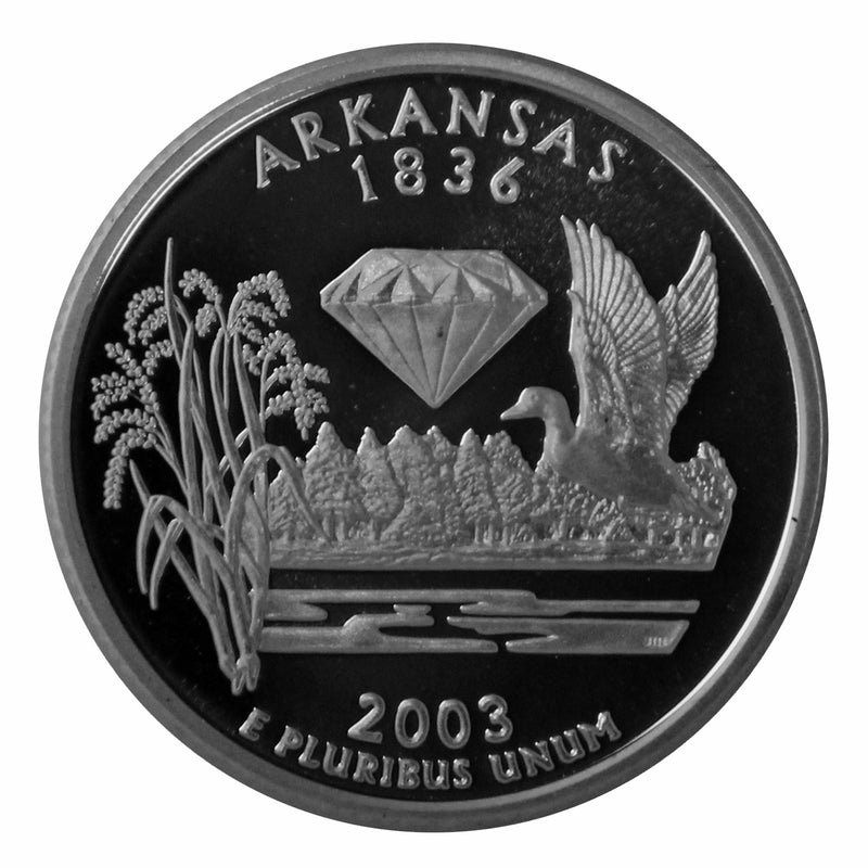 2003 S State Quarter Arkansas Gem Deep Cameo Proof 90% Silver