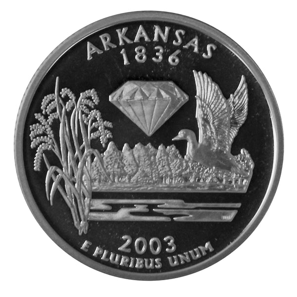 2003 S State Quarter Arkansas Gem Deep Cameo Proof CN-Clad
