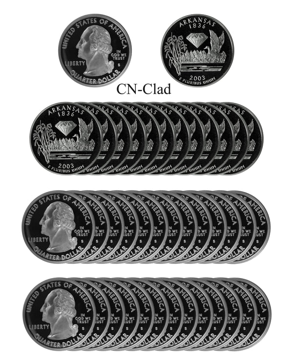 2003 S Arkansas State Quarter Proof Roll CN-Clad (40 Coins)