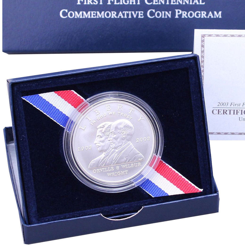 2003-P First Flight Uncirculated Commemorative Dollar 90% Silver OGP