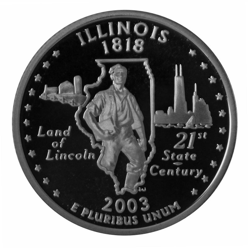 2003 S State Quarter Illinois Gem Deep Cameo Proof 90% Silver