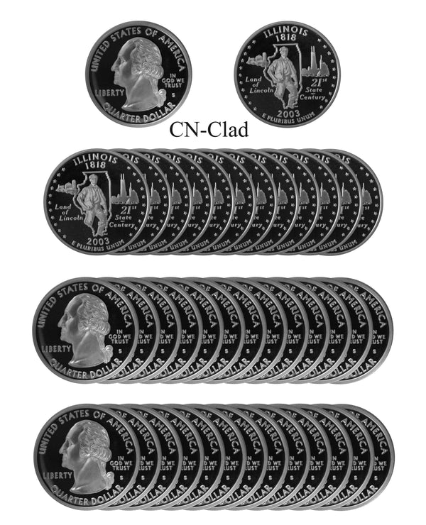 2003 S Illinois State Quarter Proof Roll CN-Clad (40 Coins)