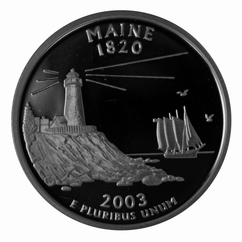 2003 S State Quarter Maine Gem Deep Cameo Proof 90% Silver