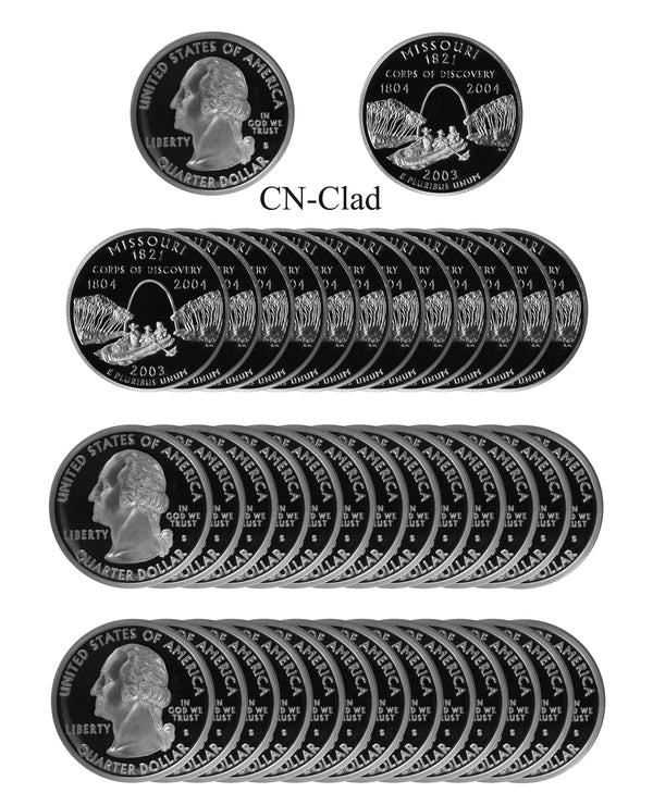 2003 S Missouri State Quarter Proof Roll CN-Clad (40 Coins)