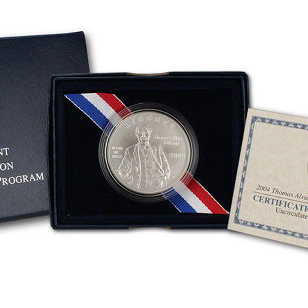 2004-P Edison Uncirculated Commemorative Dollar 90% Silver OGP