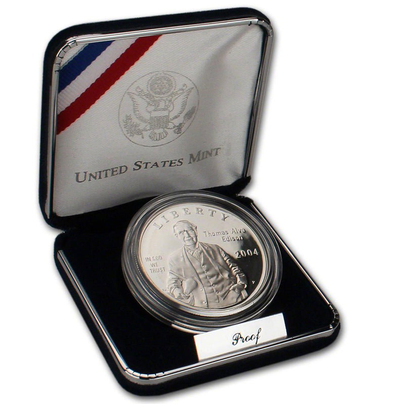 2004-P Edison Proof Commemorative Dollar 90% Silver OGP