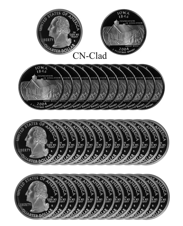 2004 S Iowa State Quarter Proof Roll CN-Clad (40 Coins)