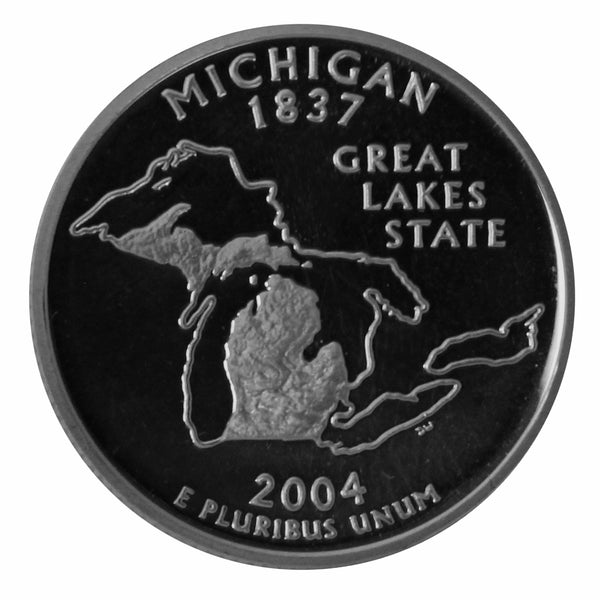2004 S State Quarter Michigan Gem Deep Cameo Proof 90% Silver