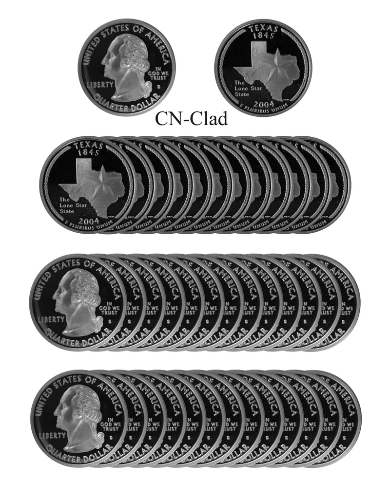 2004 S Texas State Quarter Proof Roll CN-Clad (40 Coins)