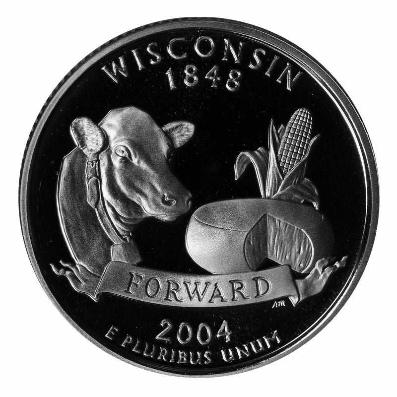 2004 S Wisconsin State Quarter Proof Roll CN-Clad (40 Coins)