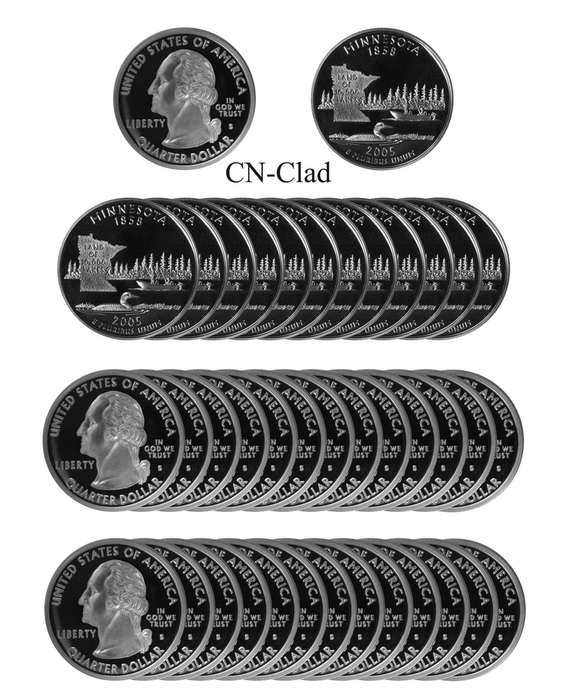 2005 S Minnesota State Quarter Proof Roll CN-Clad (40 Coins)