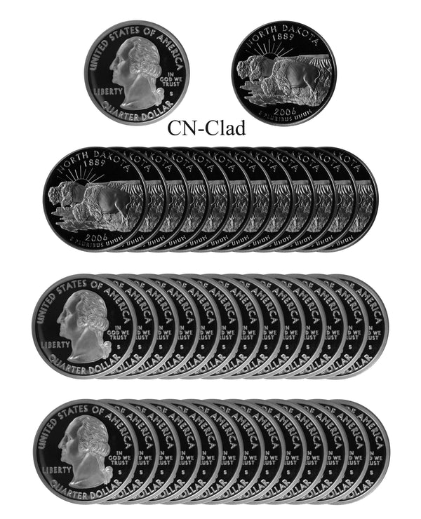 2006 S North Dakota State Quarter Proof Roll CN-Clad (40 Coins)