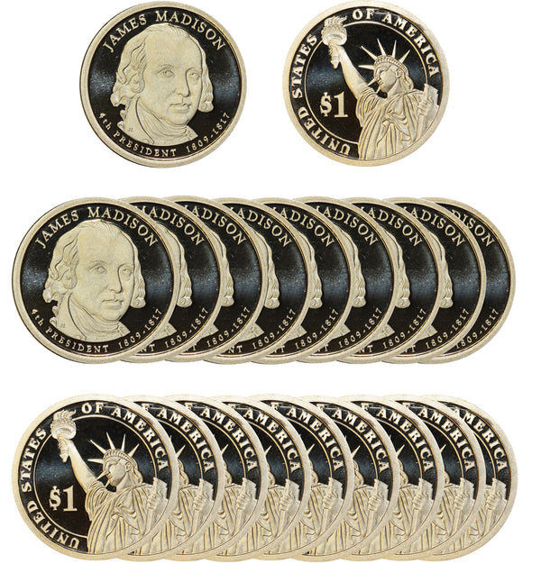 2007 S James Madison Presidential Dollar Proof Roll (20 Coins)