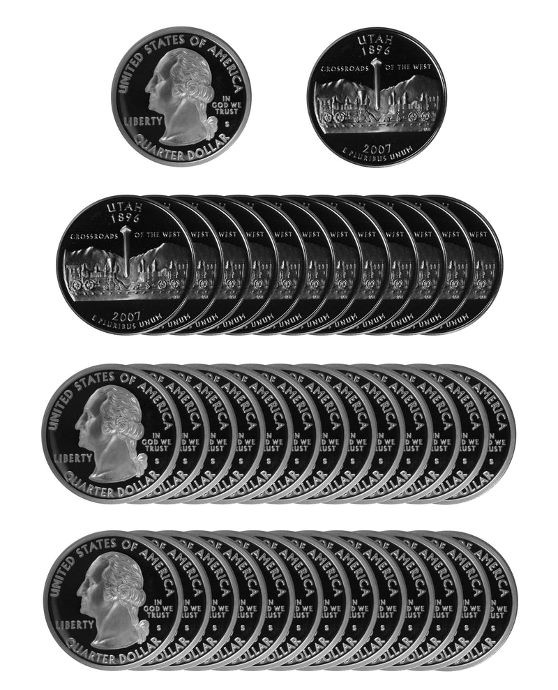 2007 S Utah State Quarter Proof Roll 90% Silver (40 Coins)