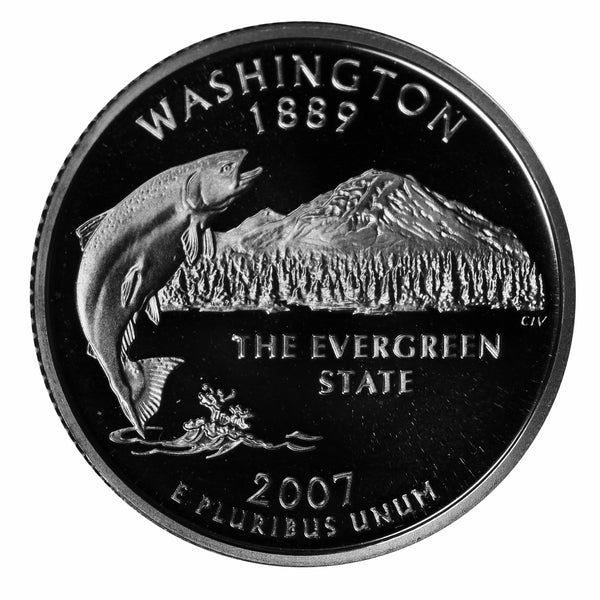 2007 S State Quarter Washington Gem Deep Cameo Proof 90% Silver