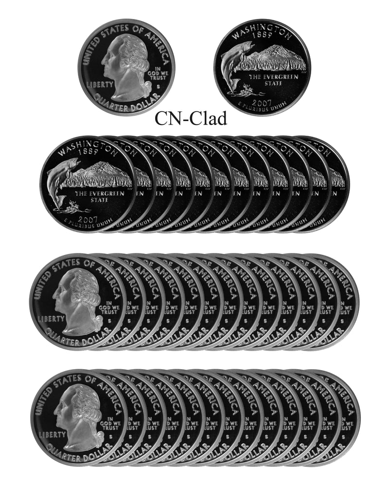 2007 S Washington State Quarter Proof Roll CN-Clad (40 Coins)